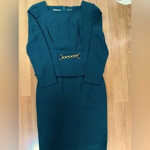 Elegant Green Skirt Suits with Gold Accent